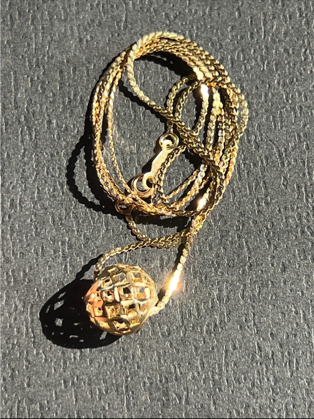 14k Gold Lattice Sphere Pendant Necklace - Women Jewelry - Picture 1 of 8